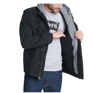 Levi's Black Military Jacket with Gray Hood